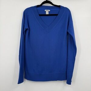 Gap Cashmere Sweater Womens‎ Large Blue Vneck Soft Pullover Classic Preppy